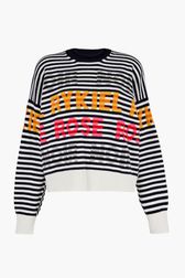 Women - Colorful Oversize Kim Sweater, Black/blue front view