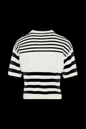 Women - Women Striped Short Sleeve Sweater, Black/white back view