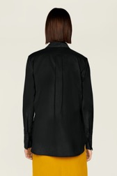 Women Velvet Shirt Black back worn view