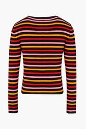 Women - Striped Sweater with Long Sleeves, Red back view