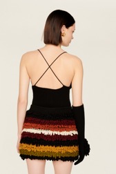 Women Bouclette Wool Short Skirt Multico crea striped back worn view