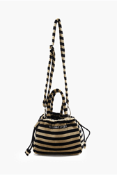 Women Solid - Women Mini Velvet Bag, Striped black/khaki front view