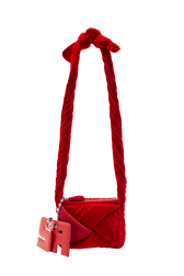 Women - Camera Demi-Pull  mini velvet bag, Red front view