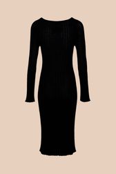 Women - Women Ribbed Knit Long Dress, Black back view