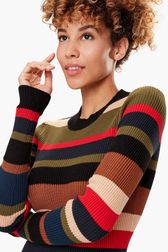 Women - Multicolored Striped Knit Sweater, Multico details view 2