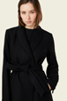 Women Solid - Women Long Black Wool Blend Coat, Black details view 2