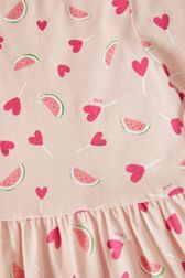 Girls - Heart and Watermelon Print Girl Short Dress, Pink details view 2