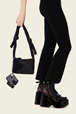 Women - Camera Demi-Pull mini nylon bag, Black front worn view