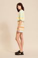 Women - Mesh Shorts with Multicolored Pastel Stripes, Multico details view 1