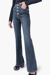 Women - High Waist Flare Jeans, Black details view 1