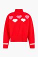 Women - Woolen SR Hearts Sweater, Red front view