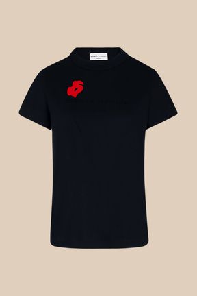Women - SR T-Shirt with flower print, Black front view