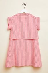 Girls - Striped Girl Short Dress, Red/white back view