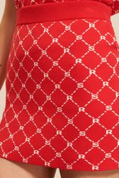 Femme - Jupe courte noire jacquard SR, Rouge vue de détail 2