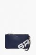 Women - Printed Leather Pouch, Navy front view