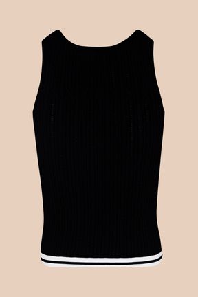 Women - Twisted Knit Tailored Top, Black back view