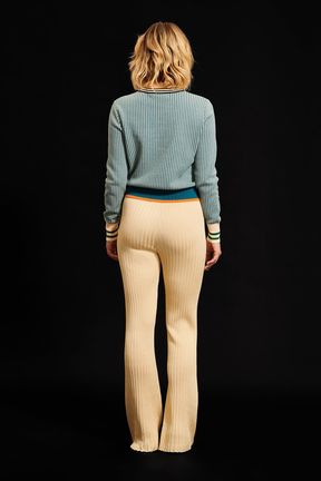 Women - Women Houndstooth Sweater, Baby blue back worn view