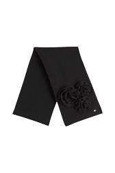 Women Flowers Scarf Black front view