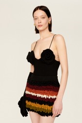 Mini jupe en laine effet bouclette femme Multico raye crea vue de détail 6