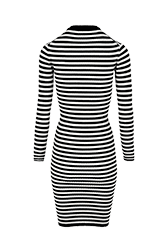 Women Raye - Women Rib Sock Knit Striped Maxi Dress, Black/white back view