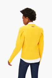 Wool Cardigan SR Yellow back worn view