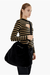 Women Solid - Women Maxi Velvet Bag, Black front view