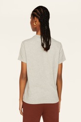 Women Solid - Women "La Beauté" Print T-Shirt, Grey back worn view