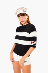 Women - SR Heart Short Sleeve Sailor Sweater, Black details view 1
