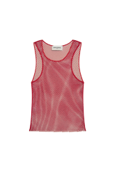 Women Red Mesh Tank Top Red front view