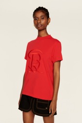 Femme Uni - T-shirt en jersey de coton femme, Rouge vue de détail 3