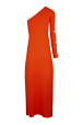 Femme Ajoure - Robe longue assymétrique en maille fleur ajourée femme, Corail vue de dos