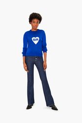 Women - SR Heart Sweater, Baby blue front worn view