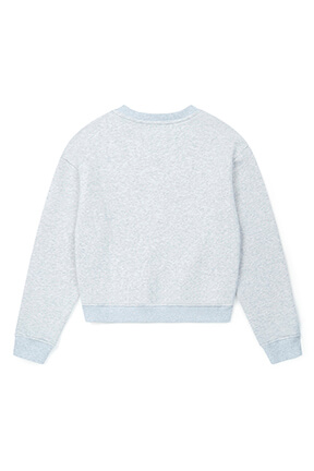 Girls Solid - Girl Printed Cotton Sweater - Bonton x Sonia Rykiel, Grey back view