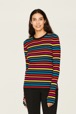 Women Raye - Women Multicoloured Striped Rib Sock Knit Sweater, Multico striped rf details view 1