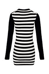 Women Jane Birkin Striped Midi Dress Black/white back view