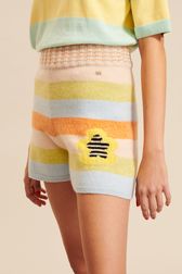 Women - Mesh Shorts with Multicolored Pastel Stripes, Multico details view 2