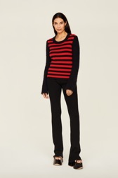 Women Raye - Women Jane Birkin Sweater, Black/red front worn view