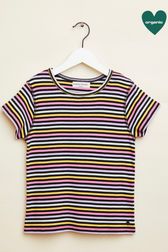 Girls - Multicolor Striped Girl T-shirt, Multico striped front view