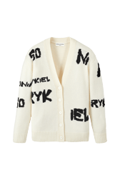 Femme Maille - Cardigan grunge laine logo Sonia Rykiel femme, Ecru vue de face