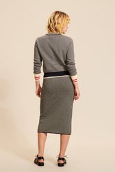 Women - Women Houndstooth Sweater, Black back worn view