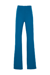 Femme Maille - Pantalon flare fines côtes femme, Bleu de prusse vue de face
