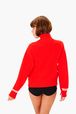 Women - Woolen SR Hearts Sweater, Red back worn view