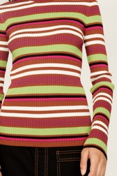 Women Multicolor Striped Sweater Multico emerald striped details view 2