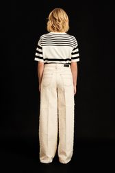 Women - Striped short sleeve Pullover, Black/white back worn view
