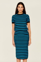 Women Raye - Women Poor Boy Striped Wool Maxi Skirt, Striped black/pruss.blue details view 1