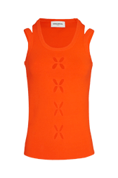 Women Knit Tank Top Coral front view