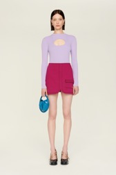 Women Solid - Mini Skirt Tailored Denim Fuchsia, Fuchsia details view 3
