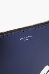 Women - Printed Leather Pouch, Navy details view 1