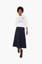 Women - Crop Heart Sweatshirt, White front worn view