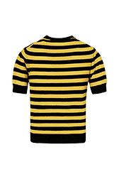 Women Poor Boy Striped Short Sleeve Sweater Striped black/mustard back view